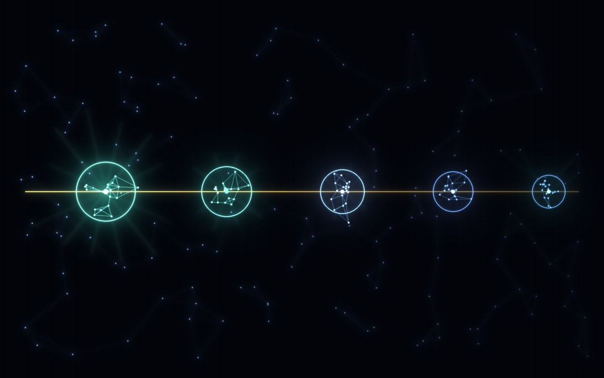 A chain of nodes passing light from one to the next along a gold hairline — capability handed off, not dependency