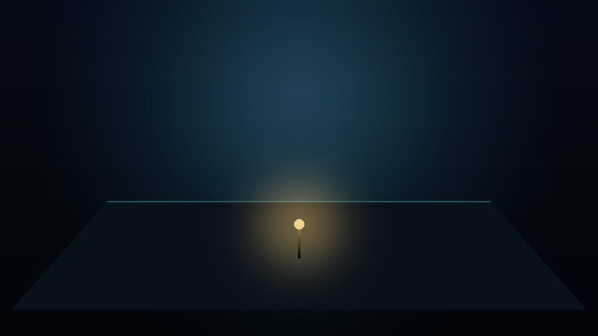 An empty modern conference room at night with a single small status light glowing warm gold on the table, teal ambient light on the walls, the polished table reflecting the indicator — a room that shows plainly whether it is being listened to